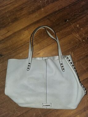 Rebecca Minkoff Light Gray Leather Studded Tote Will Need Cleaned